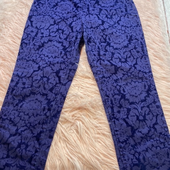 Anthropologie The Essential Skinny Indigo Floral Velvet Pants sz 4 - Picture 8 of 11